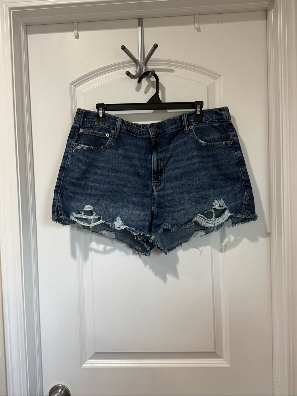 aerie Dark Blue Distressed Denim Shorts